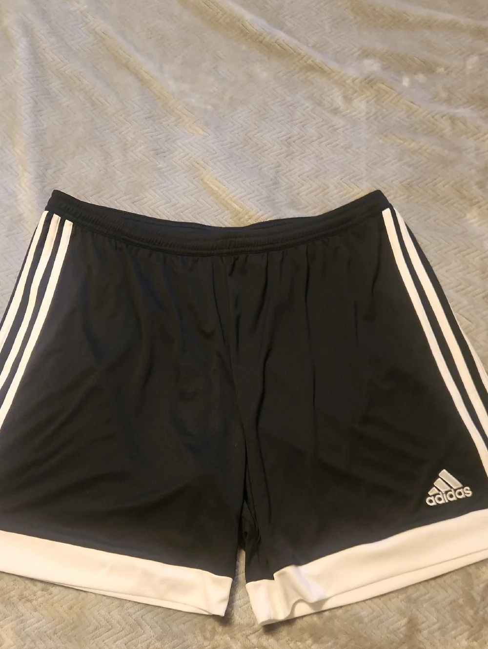 adidas Black Athletic Shorts with White Stripes